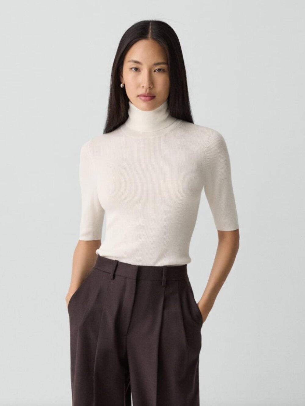 Theory Merino Wool Turtleneck Sweater Ivory Size S